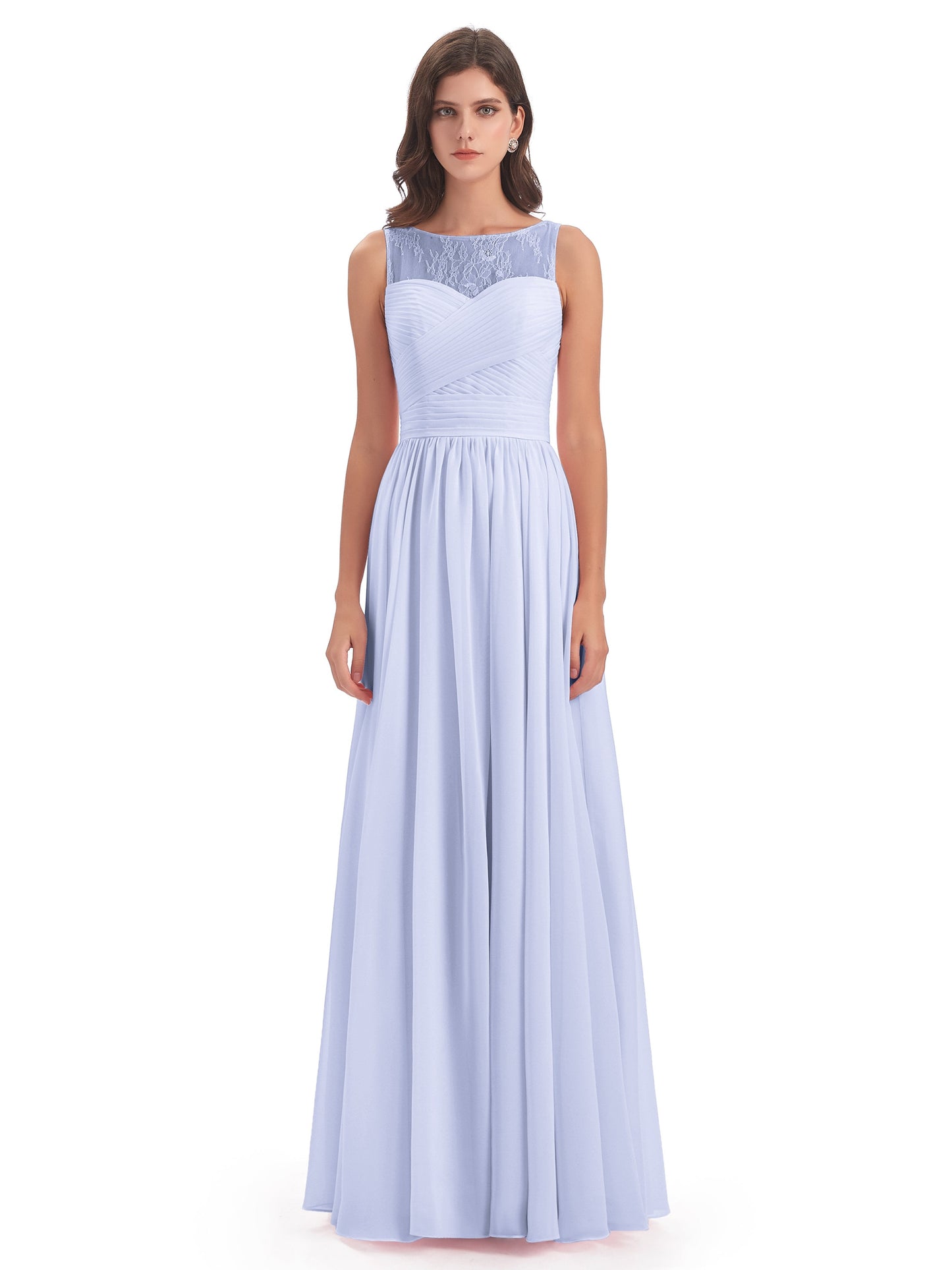 Naya Floor Length Illusion Lace Bridesmaid Dresses