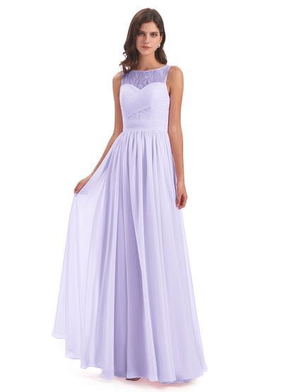 Naya Floor Length Illusion Lace Bridesmaid Dresses