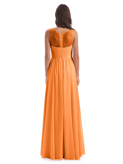 Naya Floor Length Illusion Lace Bridesmaid Dresses