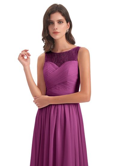 Naya Floor Length Illusion Lace Bridesmaid Dresses