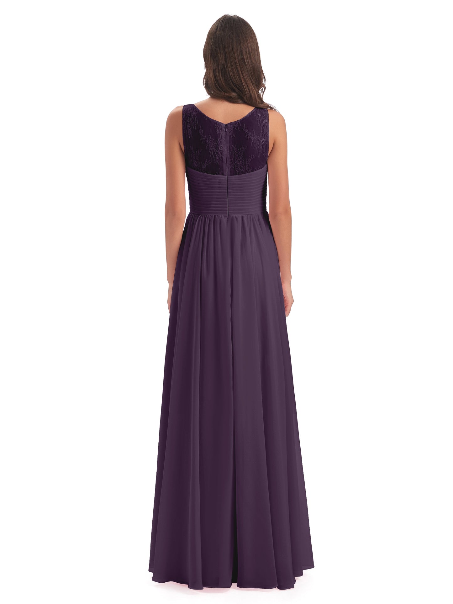 Naya Floor Length Illusion Lace Bridesmaid Dresses