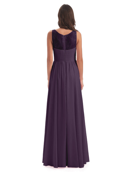 Naya Floor Length Illusion Lace Bridesmaid Dresses
