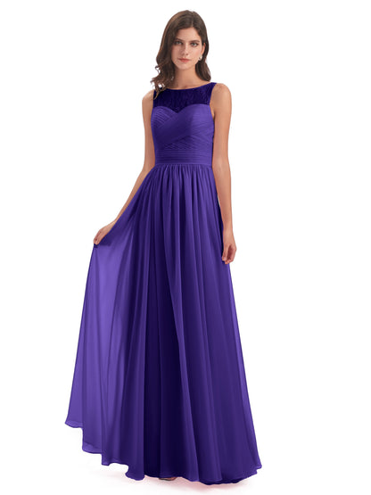 Naya Floor Length Illusion Lace Bridesmaid Dresses