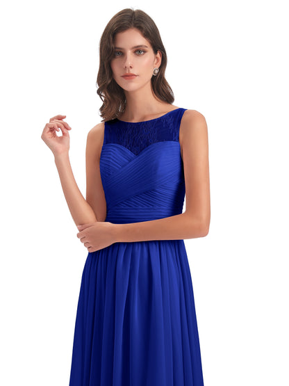 Naya Floor Length Illusion Lace Bridesmaid Dresses