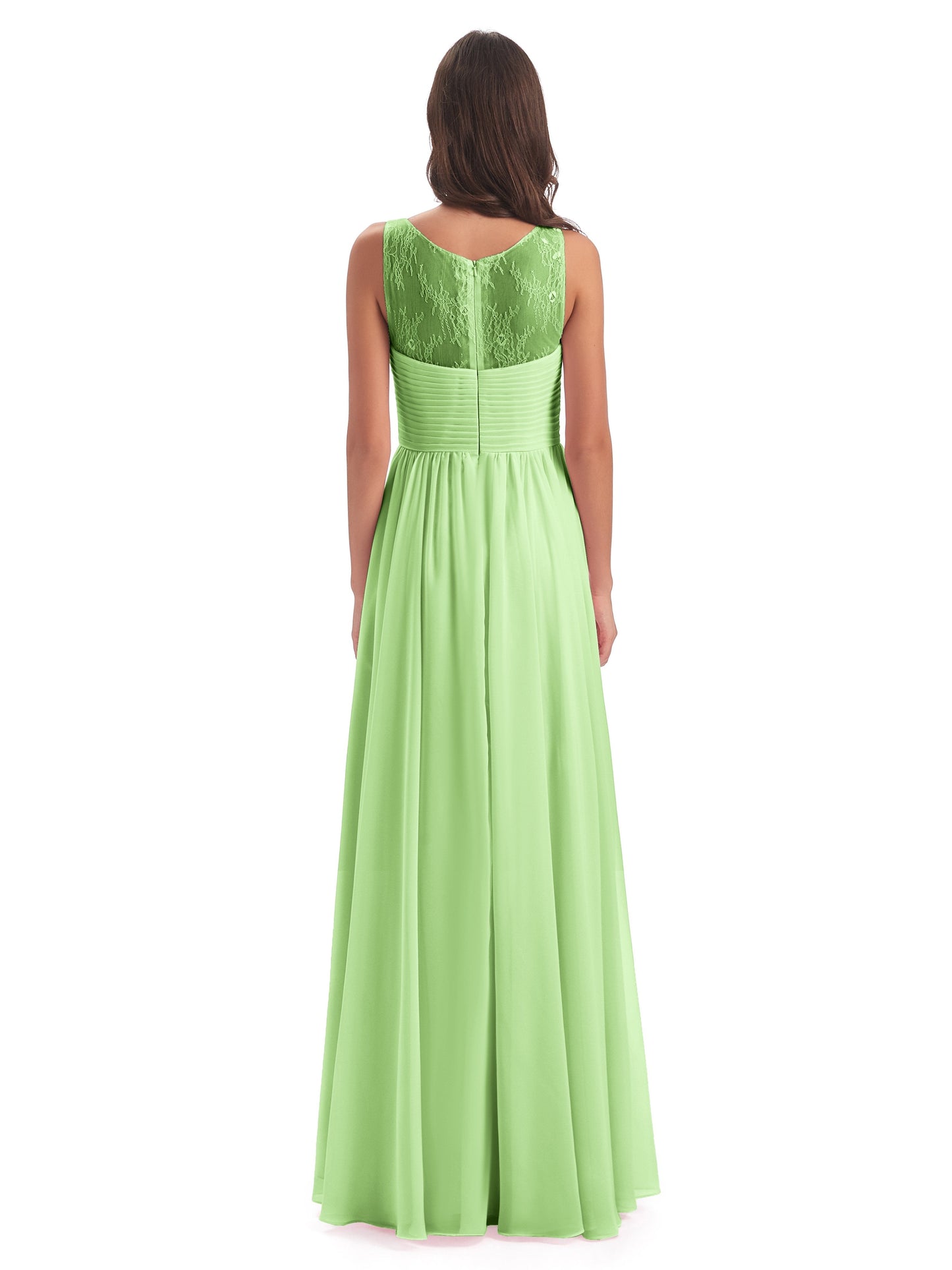 Naya Floor Length Illusion Lace Bridesmaid Dresses