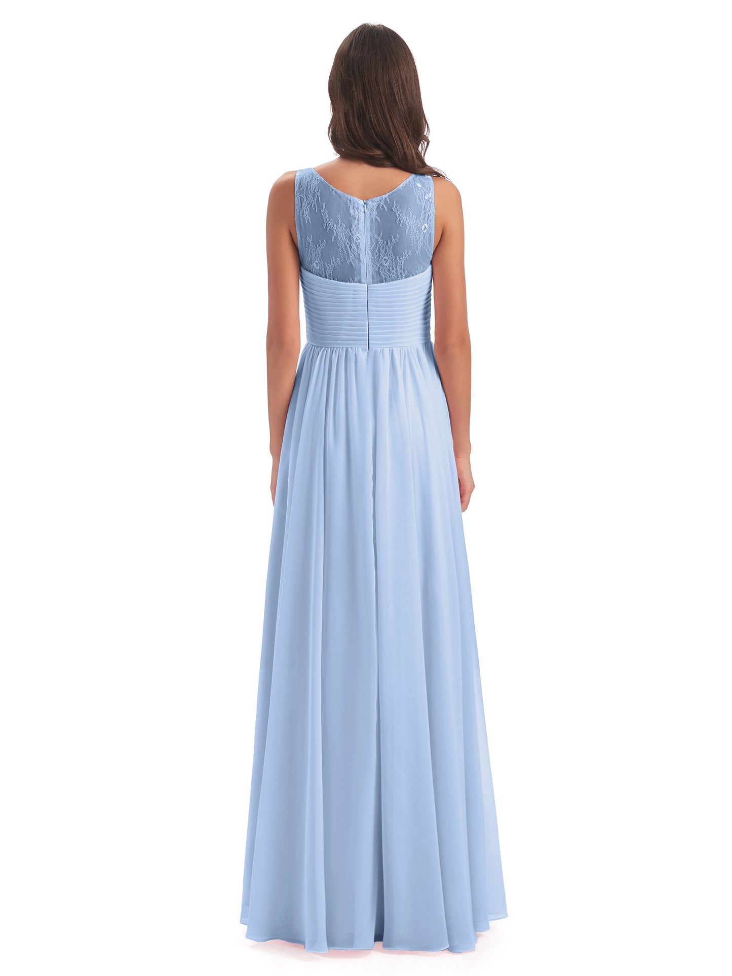 Naya Floor Length Illusion Lace Bridesmaid Dresses