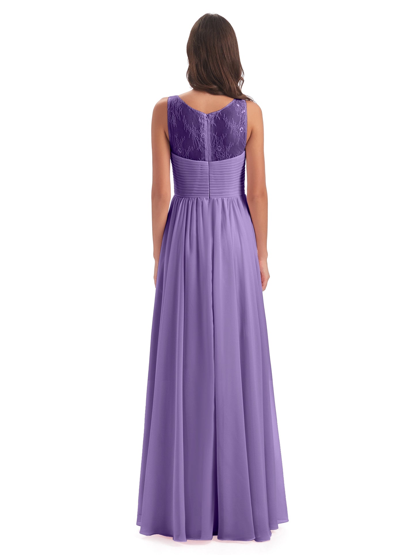 Naya Floor Length Illusion Lace Bridesmaid Dresses