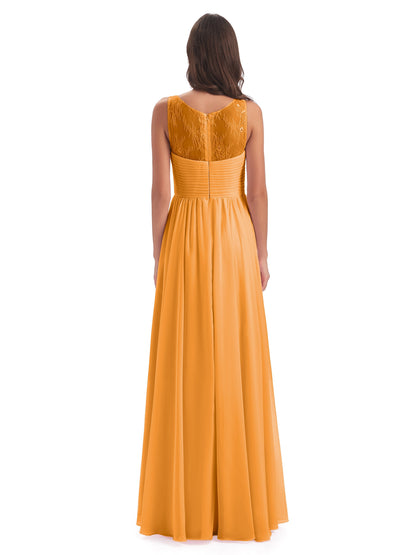 Naya Floor Length Illusion Lace Bridesmaid Dresses