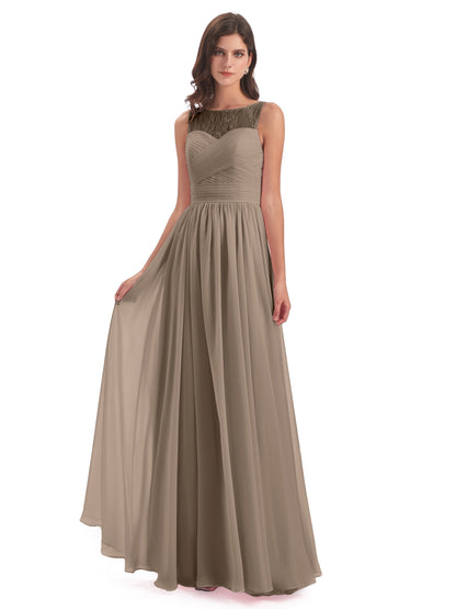 Naya Floor Length Illusion Lace Bridesmaid Dresses