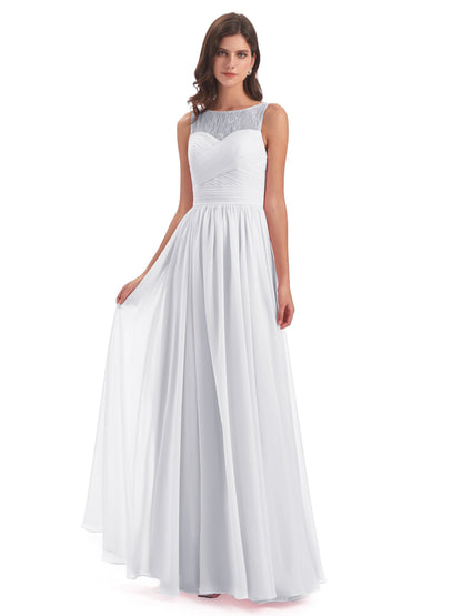 Naya Floor Length Illusion Lace Bridesmaid Dresses