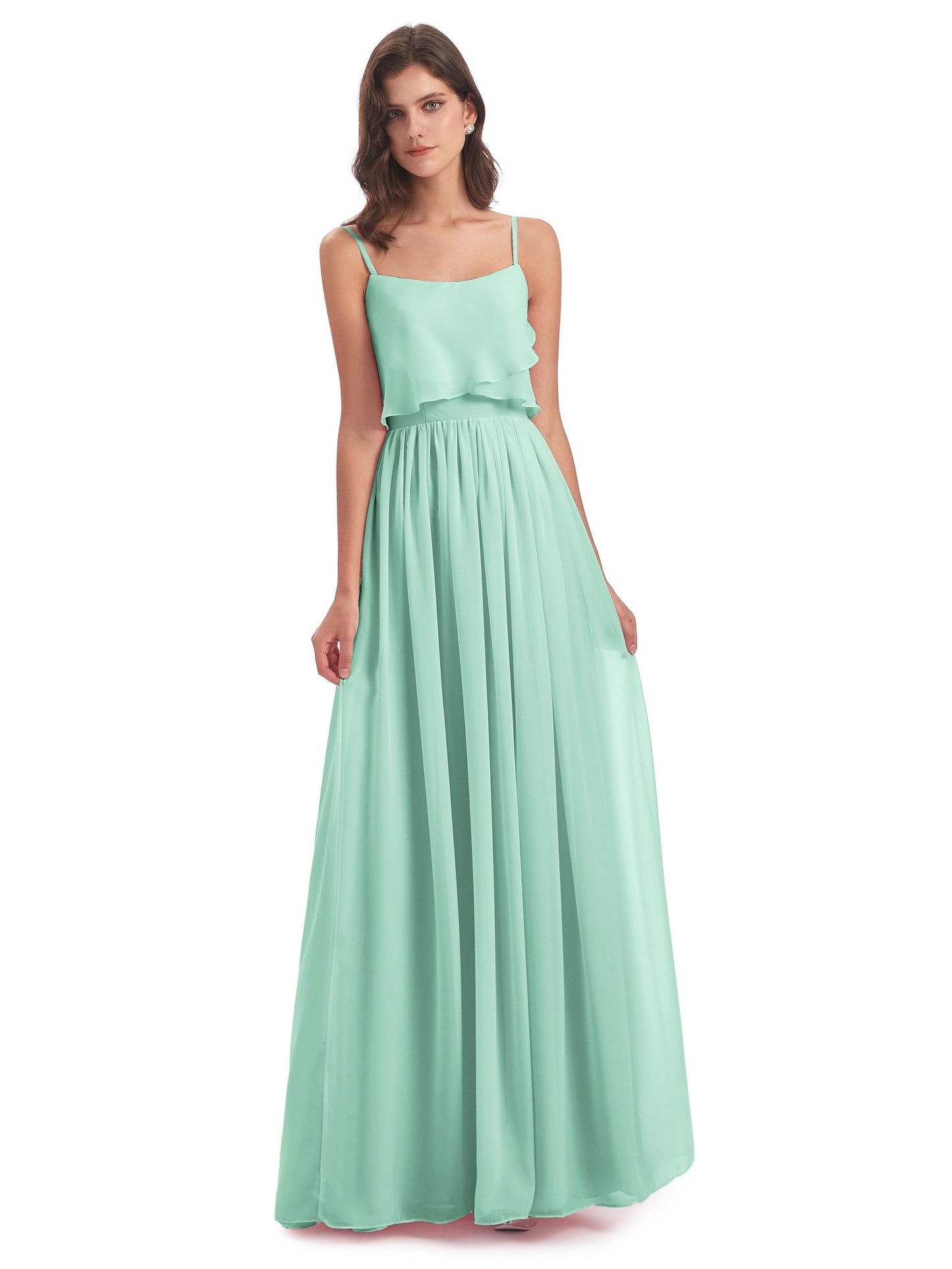 Riley A-line Spaghetti Straps Chiffon Bridesmaid Dresses