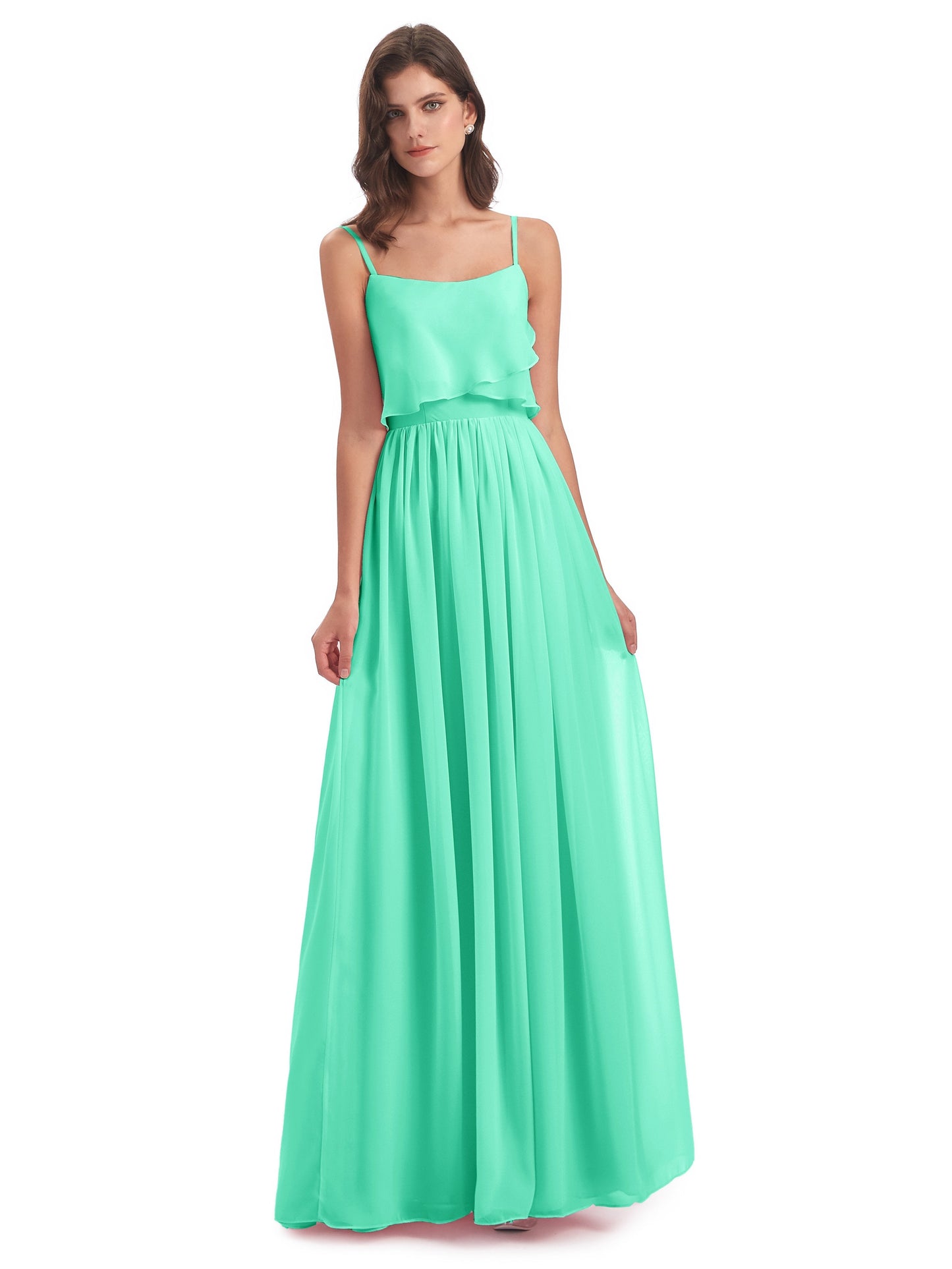 Riley A-line Spaghetti Straps Chiffon Bridesmaid Dresses