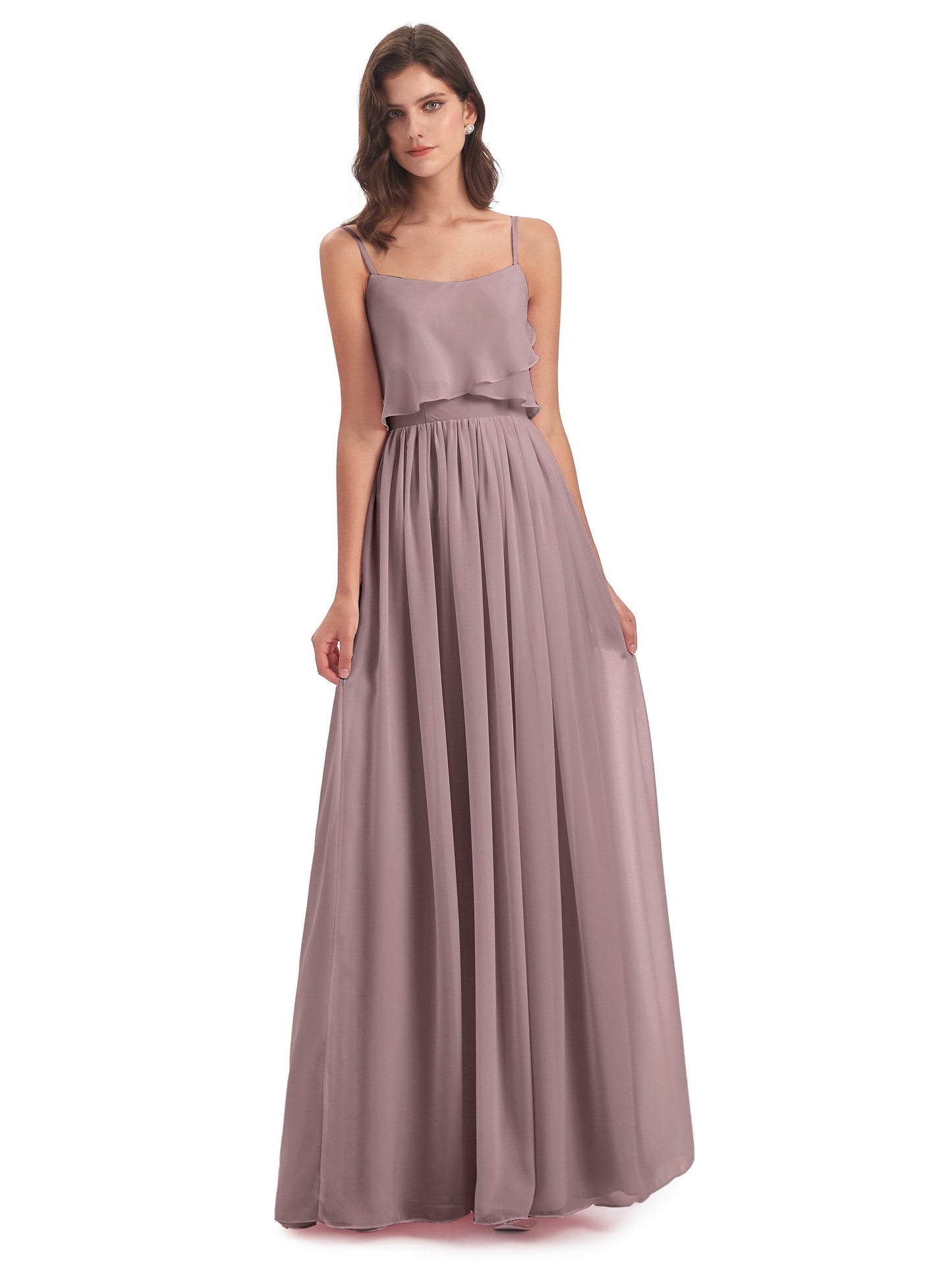 Riley A-line Spaghetti Straps Chiffon Bridesmaid Dresses