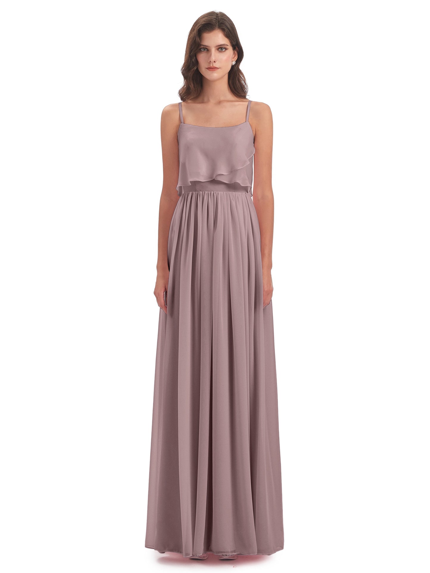 Riley A-line Spaghetti Straps Chiffon Bridesmaid Dresses