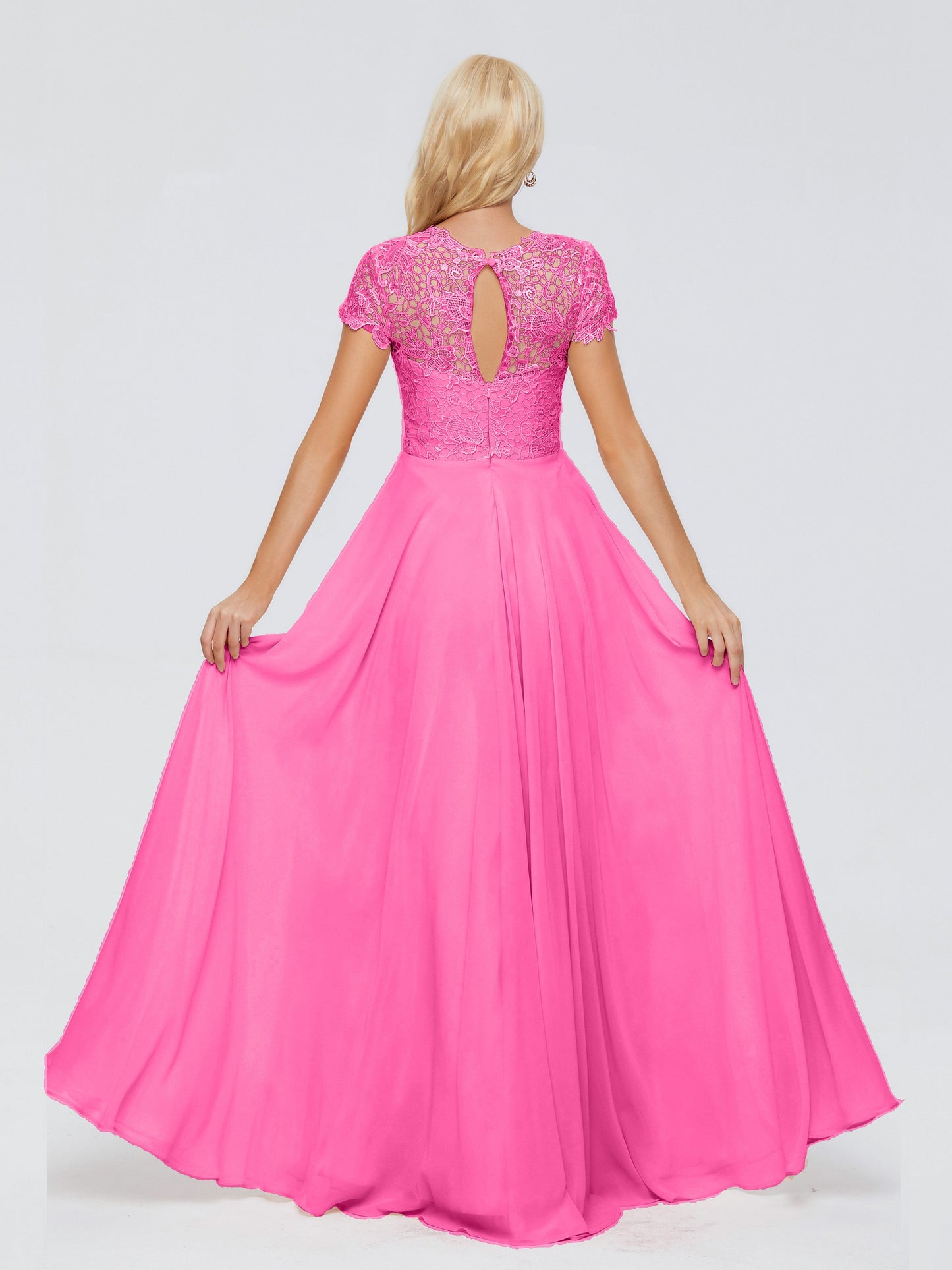 Cicinia Rose A-Line Cap Sleeves Lace Bridesmaid Dresses With Pockets