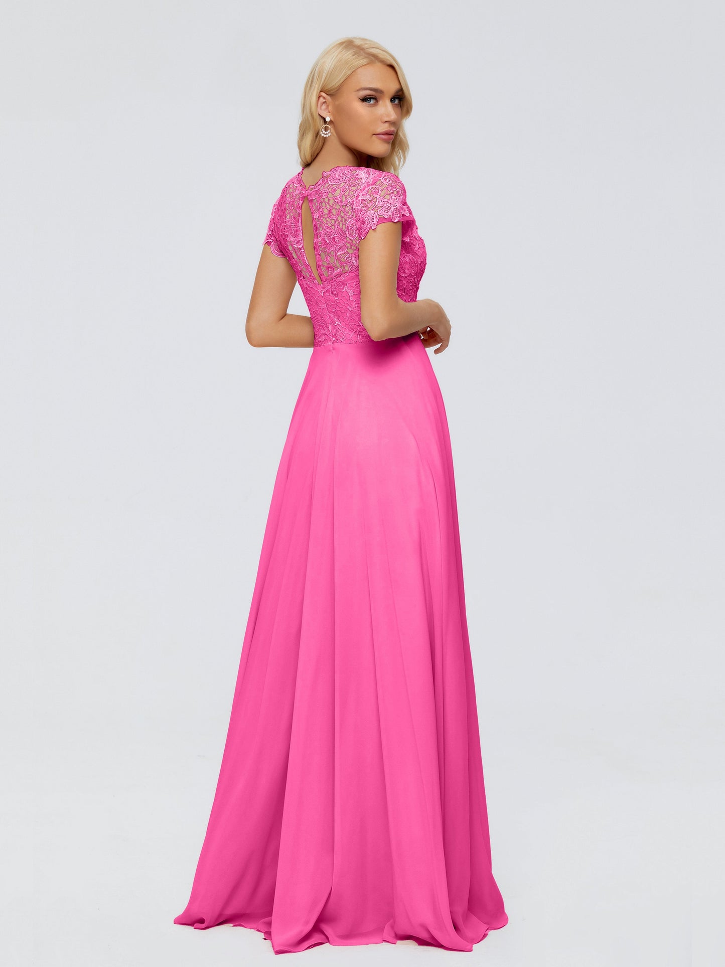 Cicinia Rose A-Line Cap Sleeves Lace Bridesmaid Dresses With Pockets