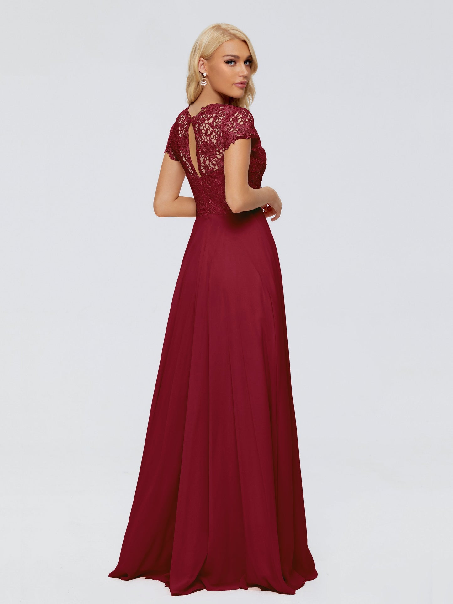Cicinia Rose A-Line Cap Sleeves Lace Bridesmaid Dresses With Pockets
