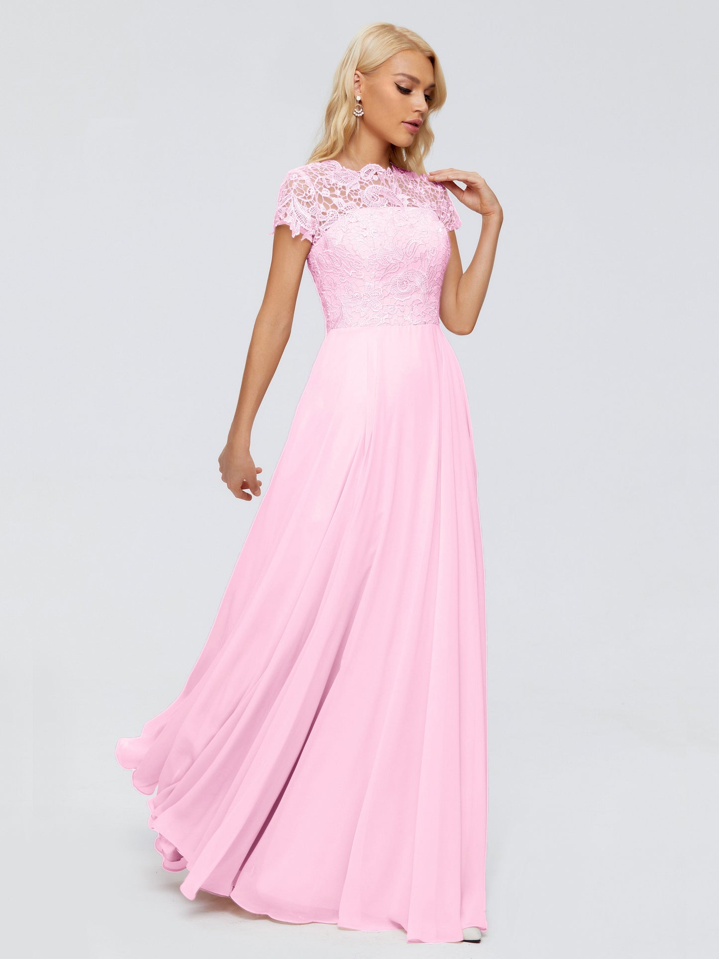 Cicinia Rose A-Line Cap Sleeves Lace Bridesmaid Dresses With Pockets