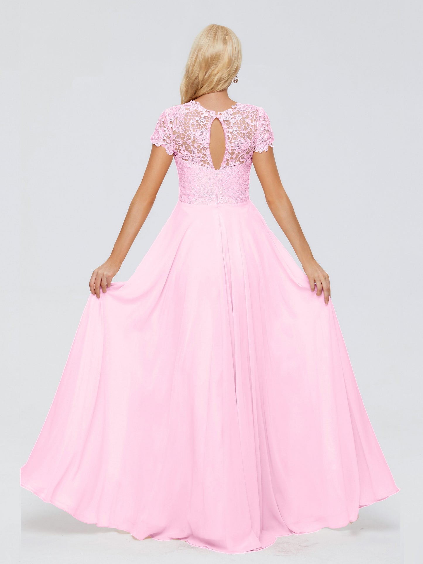 Cicinia Rose A-Line Cap Sleeves Lace Bridesmaid Dresses With Pockets