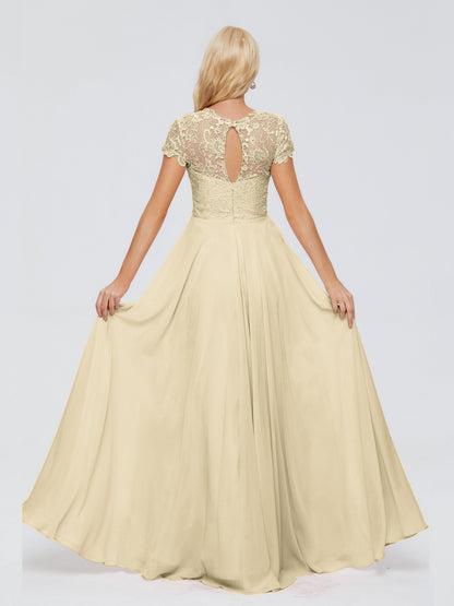 Cicinia Rose A-Line Cap Sleeves Lace Bridesmaid Dresses With Pockets