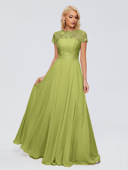Cicinia Rose A-Line Cap Sleeves Lace Bridesmaid Dresses With Pockets