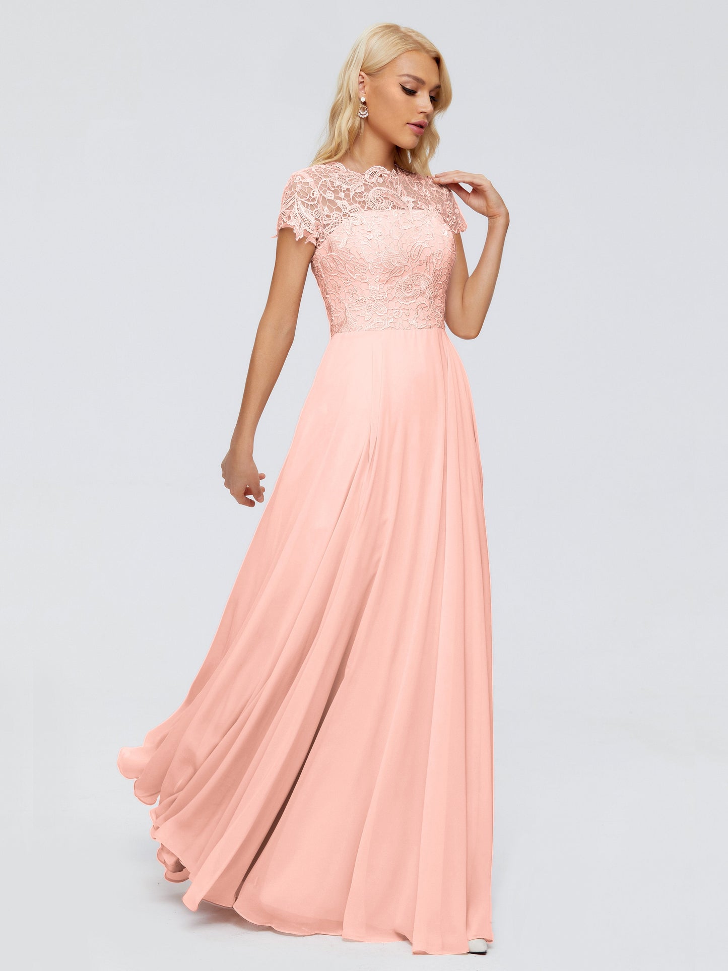 Cicinia Rose A-Line Cap Sleeves Lace Bridesmaid Dresses With Pockets