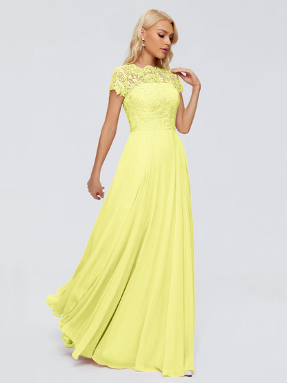 Cicinia Rose A-Line Cap Sleeves Lace Bridesmaid Dresses With Pockets