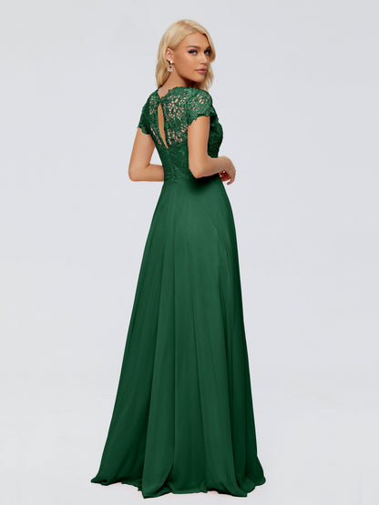 Cicinia Rose A-Line Cap Sleeves Lace Bridesmaid Dresses With Pockets