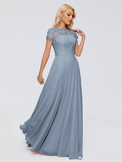 Cicinia Rose A-Line Cap Sleeves Lace Bridesmaid Dresses With Pockets