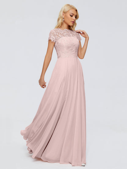 Cicinia Rose A-Line Cap Sleeves Lace Bridesmaid Dresses With Pockets
