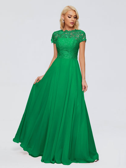 Cicinia Rose A-Line Cap Sleeves Lace Bridesmaid Dresses With Pockets