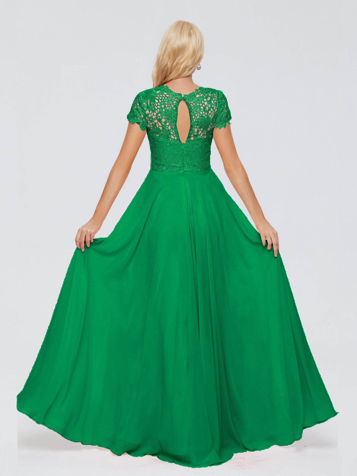 Cicinia Rose A-Line Cap Sleeves Lace Bridesmaid Dresses With Pockets