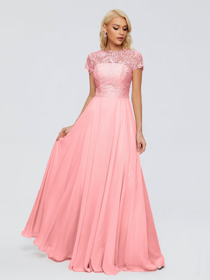 Cicinia Rose A-Line Cap Sleeves Lace Bridesmaid Dresses With Pockets