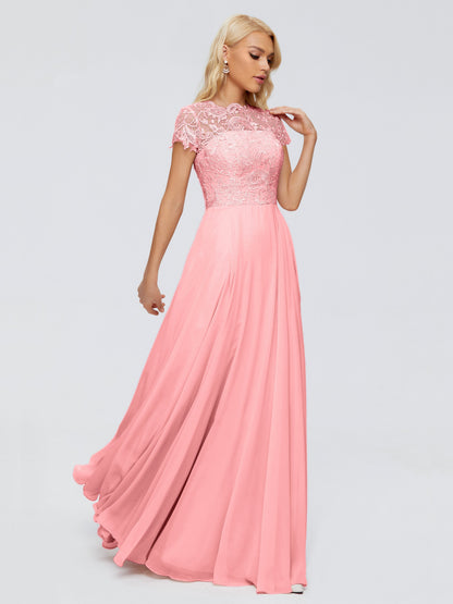 Cicinia Rose A-Line Cap Sleeves Lace Bridesmaid Dresses With Pockets