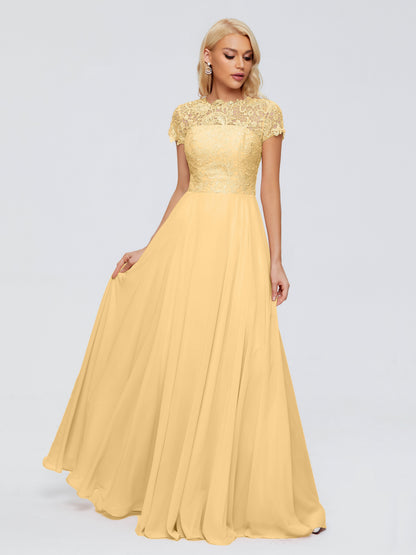 Cicinia Rose A-Line Cap Sleeves Lace Bridesmaid Dresses With Pockets