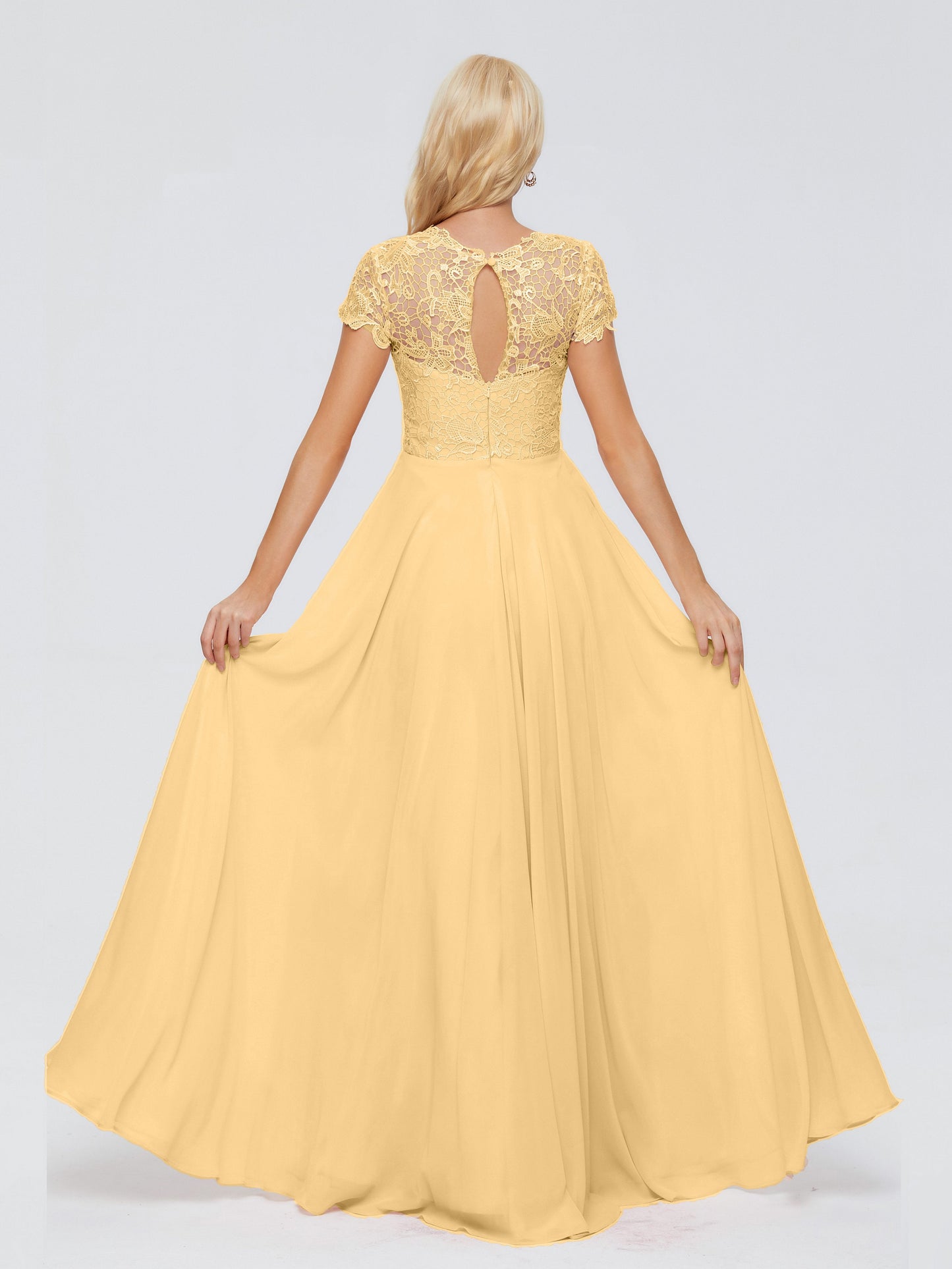 Cicinia Rose A-Line Cap Sleeves Lace Bridesmaid Dresses With Pockets
