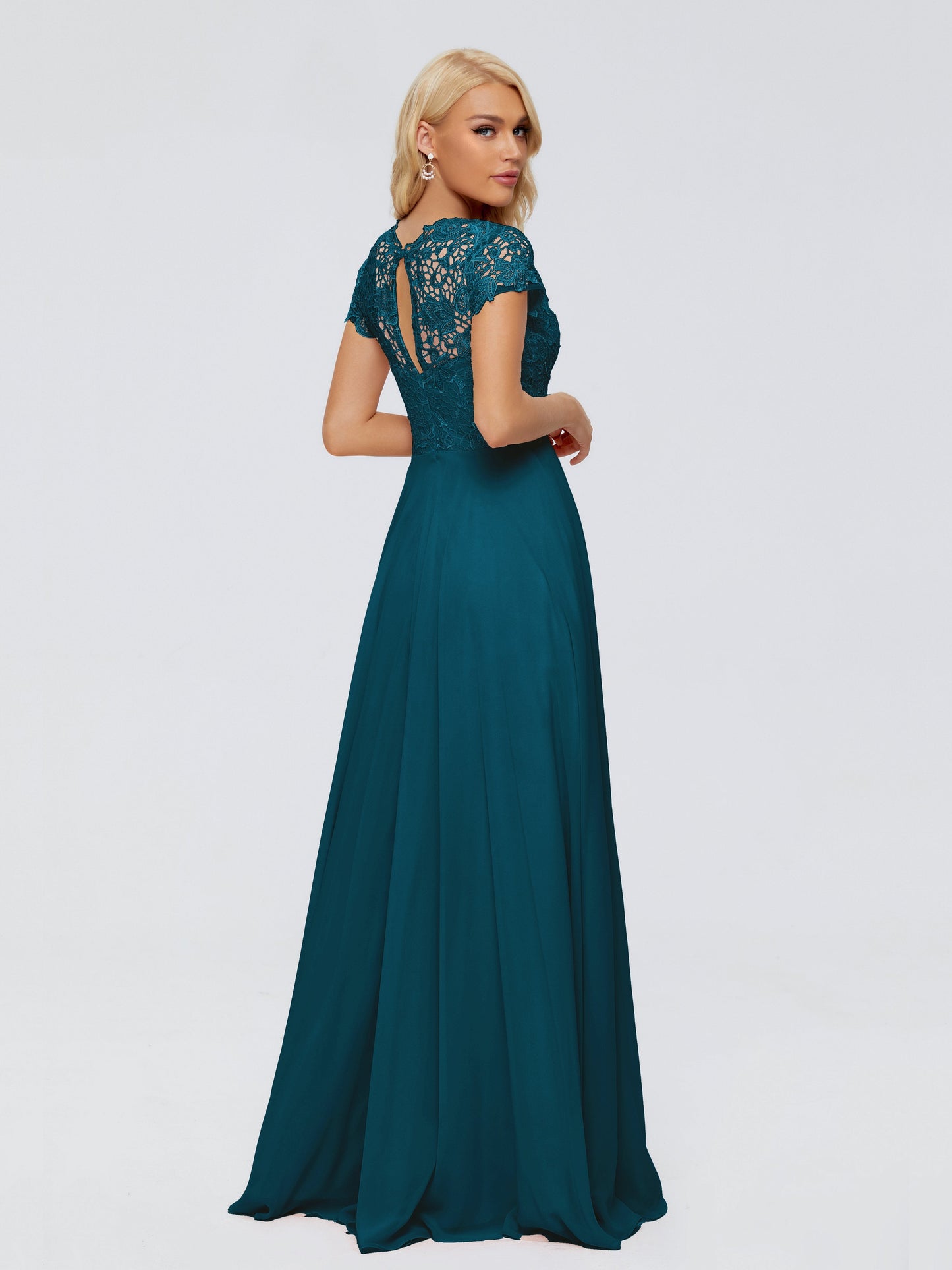 Cicinia Rose A-Line Cap Sleeves Lace Bridesmaid Dresses With Pockets