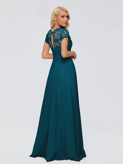 Cicinia Rose A-Line Cap Sleeves Lace Bridesmaid Dresses With Pockets