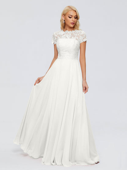 Cicinia Rose A-Line Cap Sleeves Lace Bridesmaid Dresses With Pockets