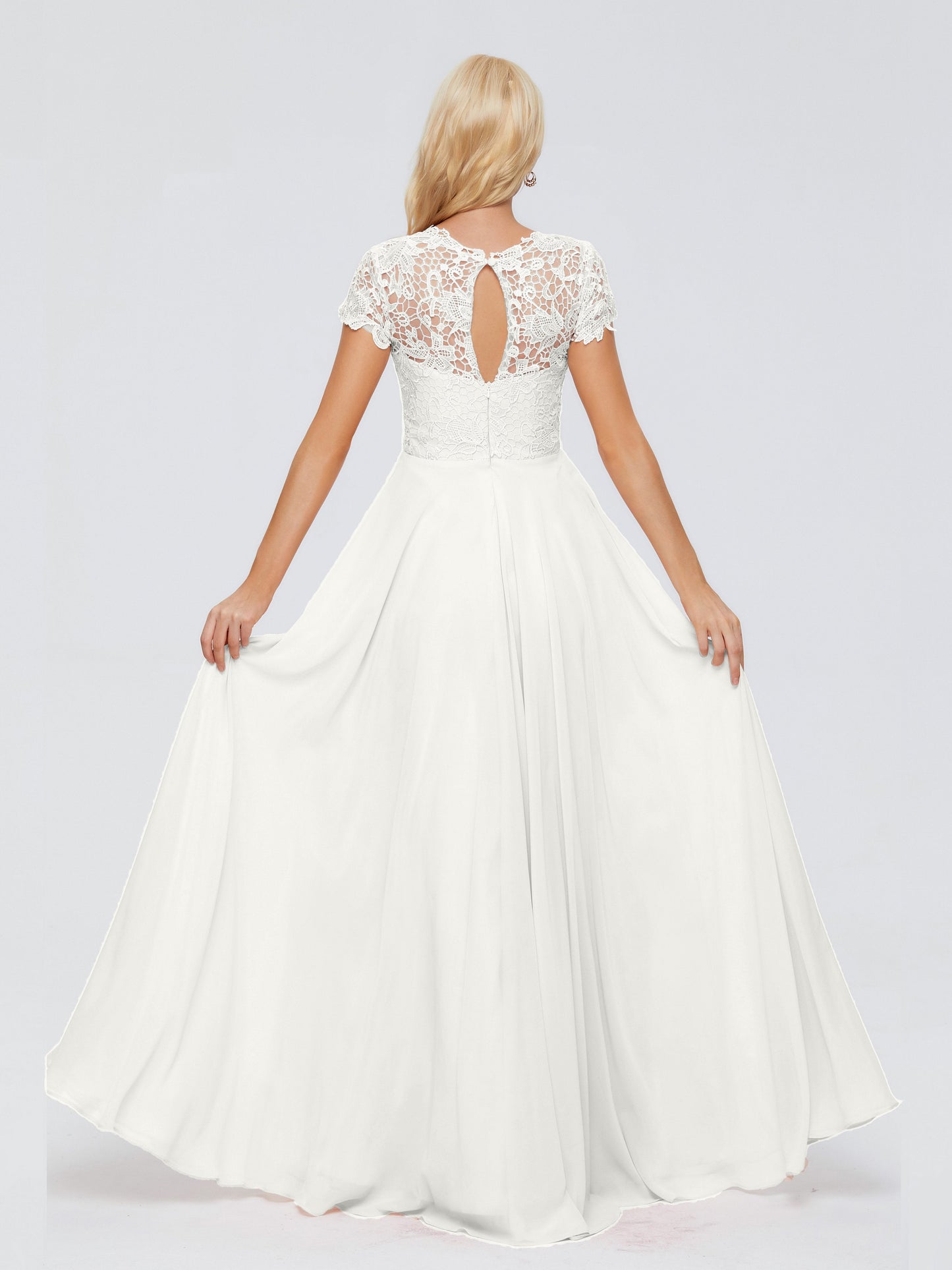 Cicinia Rose A-Line Cap Sleeves Lace Bridesmaid Dresses With Pockets