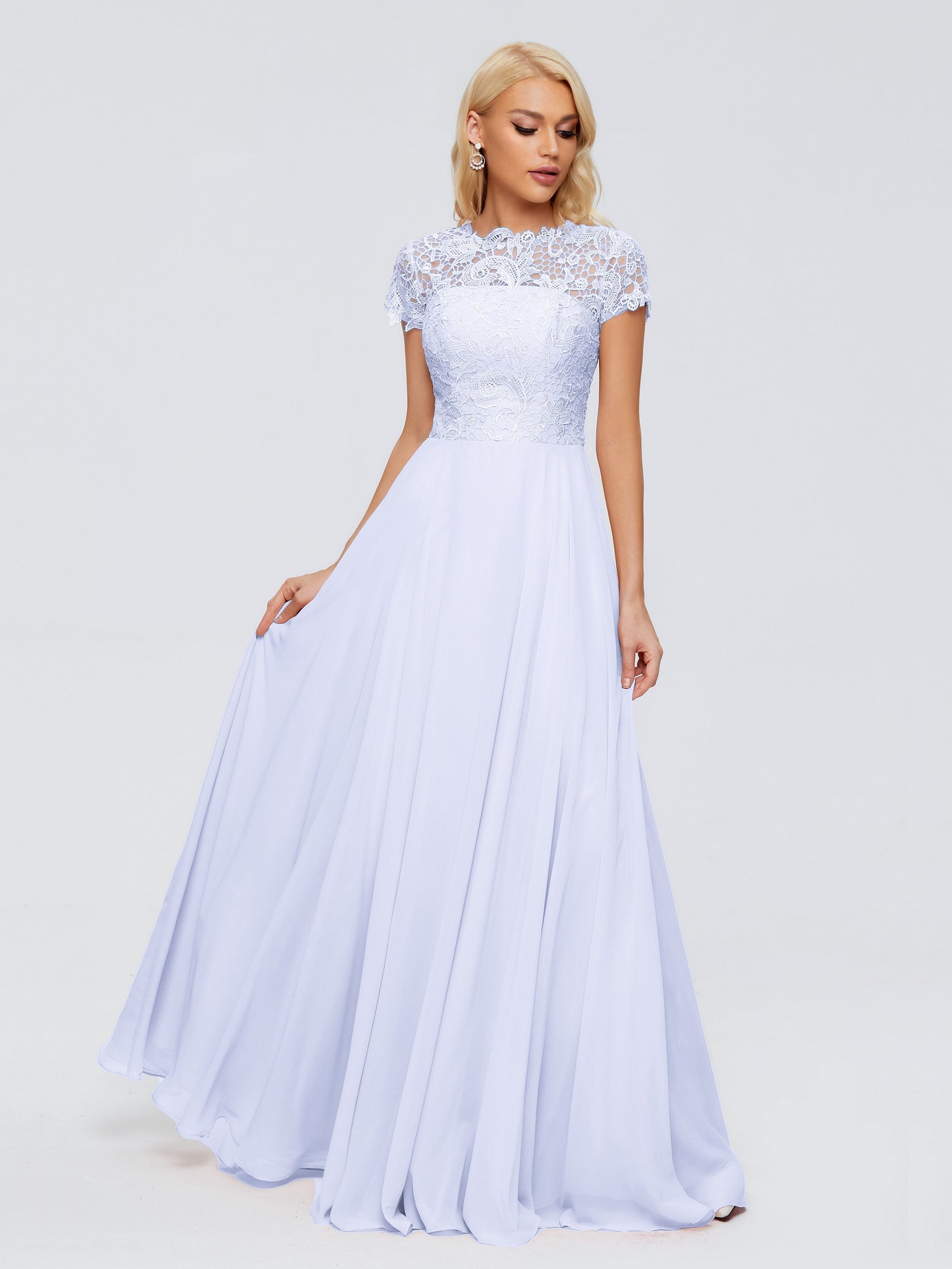Cicinia Rose A-Line Cap Sleeves Lace Bridesmaid Dresses With Pockets