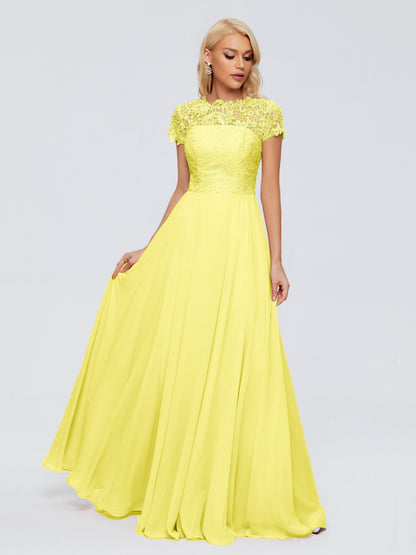 Cicinia Rose A-Line Cap Sleeves Lace Bridesmaid Dresses With Pockets