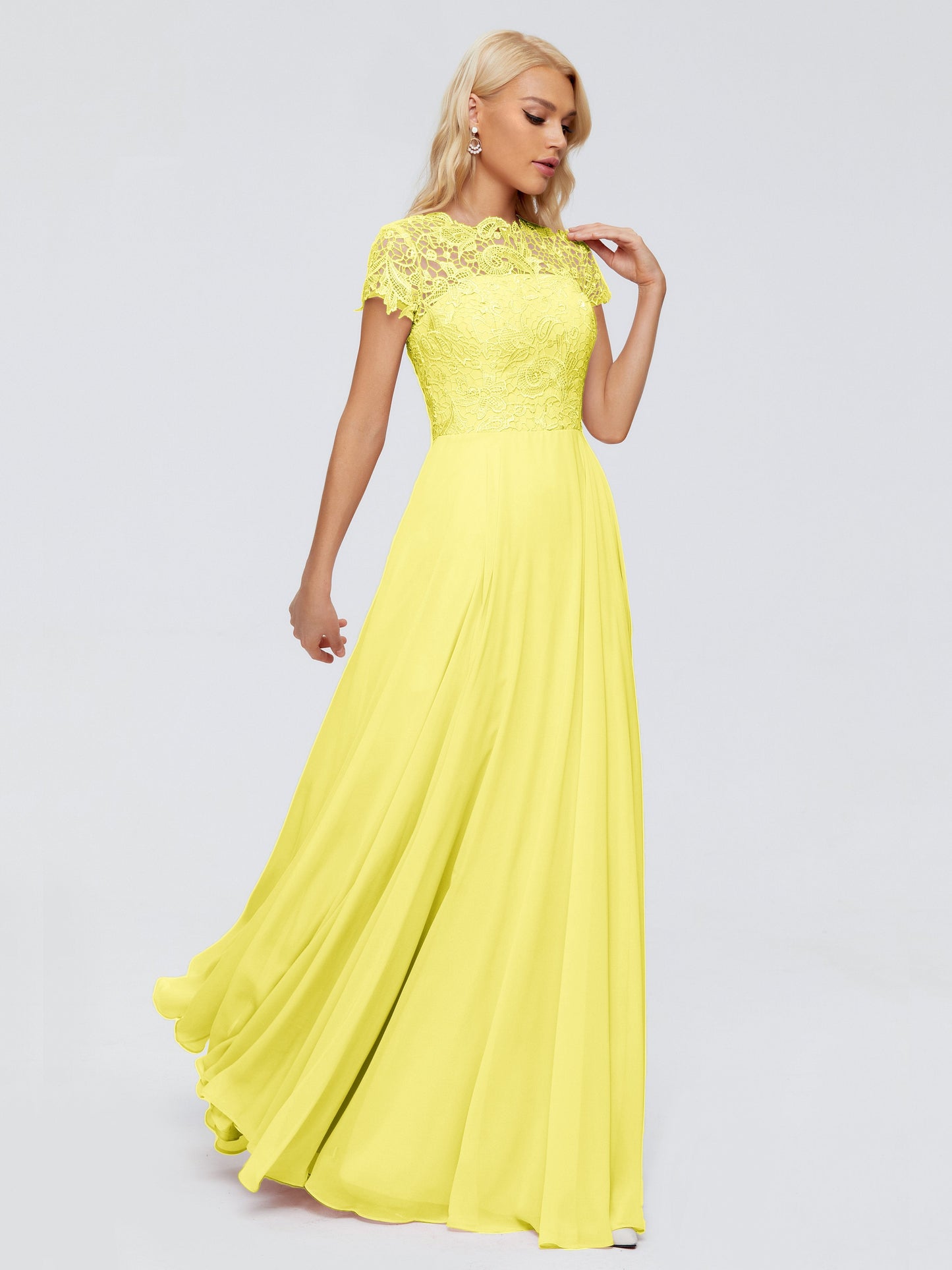 Cicinia Rose A-Line Cap Sleeves Lace Bridesmaid Dresses With Pockets