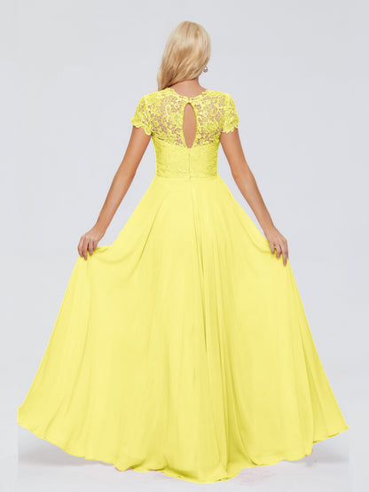 Cicinia Rose A-Line Cap Sleeves Lace Bridesmaid Dresses With Pockets