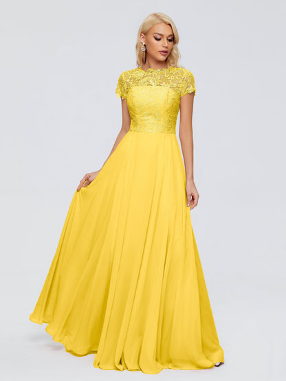 Cicinia Rose A-Line Cap Sleeves Lace Bridesmaid Dresses With Pockets
