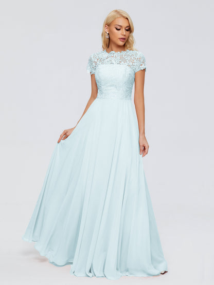 Cicinia Rose A-Line Cap Sleeves Lace Bridesmaid Dresses With Pockets