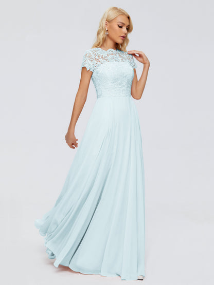 Cicinia Rose A-Line Cap Sleeves Lace Bridesmaid Dresses With Pockets