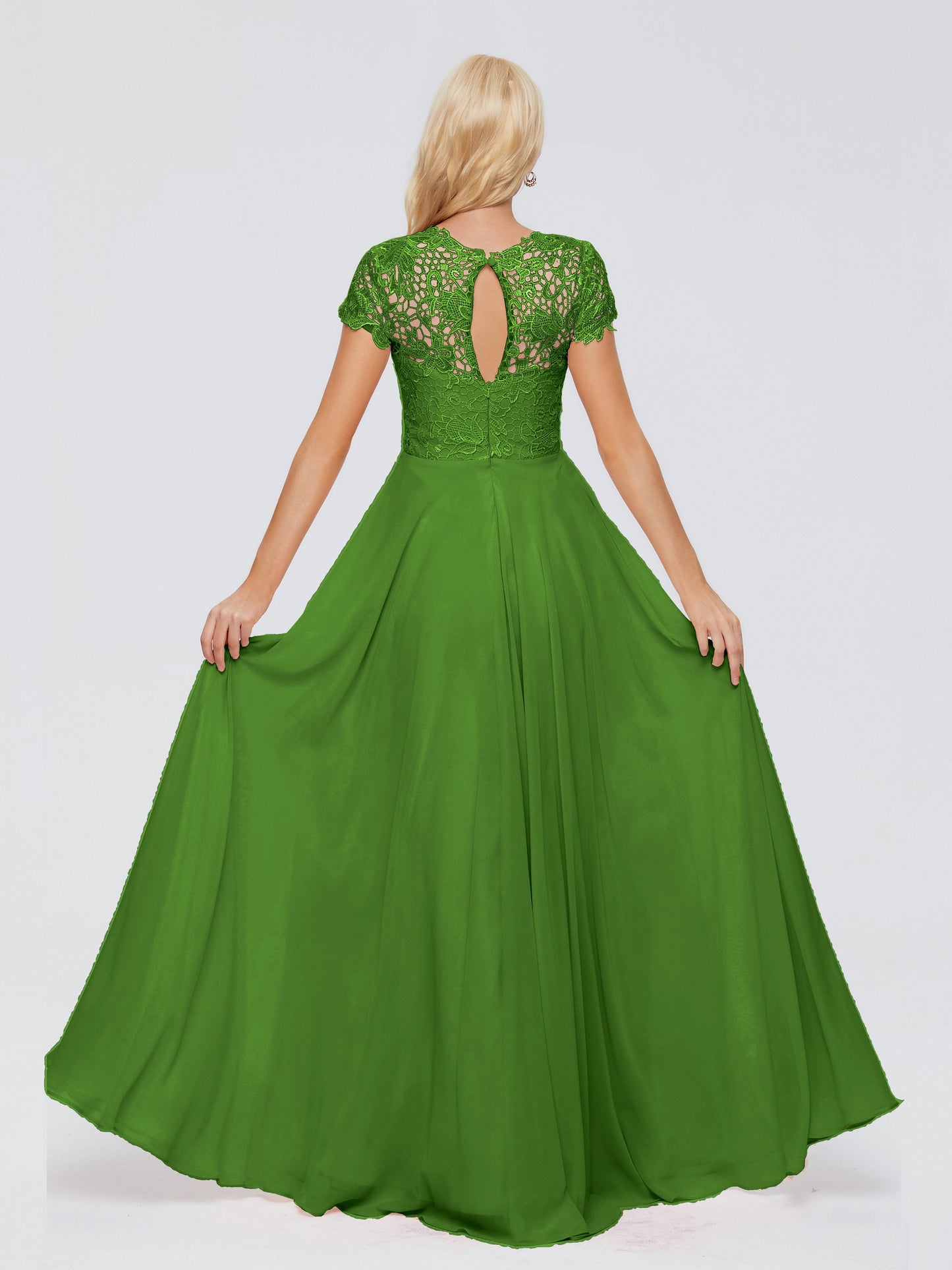 Cicinia Rose A-Line Cap Sleeves Lace Bridesmaid Dresses With Pockets