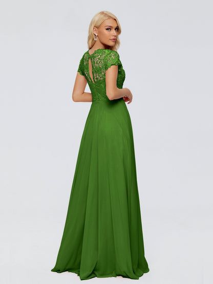 Cicinia Rose A-Line Cap Sleeves Lace Bridesmaid Dresses With Pockets