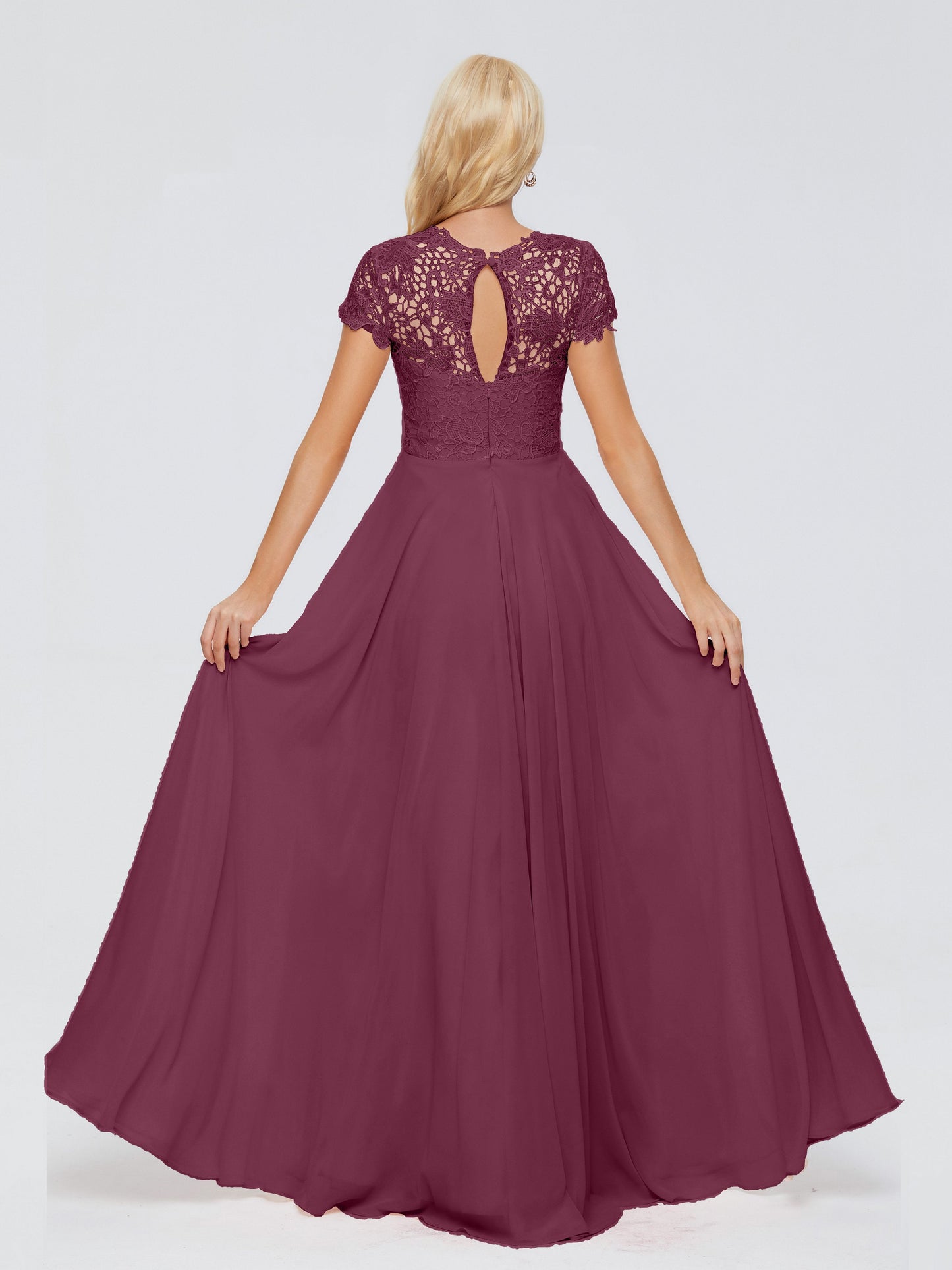 Cicinia Rose A-Line Cap Sleeves Lace Bridesmaid Dresses With Pockets